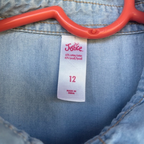 Little Girl’s Justice Soft Denim Dress With Belt Size 12 Has Spots - Picture 8 of 12